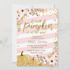 Pink Gold Pumpkin Babydusche Einladung