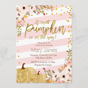 Pink Gold Pumpkin Babydusche Einladung