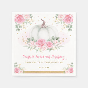 Pink Gold Pumpkin Herbst BläsernBaby Dusche Serviette