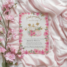 Pink Gold Pumpkin Virtual Baby Dusche Einladung