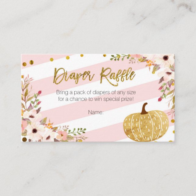 Pink Gold Pumpkin - Windeln-Raffelkarte Begleitkarte (Vorderseite)