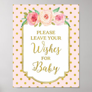 Pink Gold Punkte Wünsche für Baby-Signatur Poster