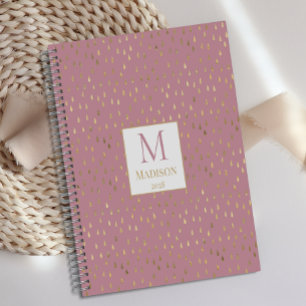 Pink Gold Raindrop Moderne Monogramme tendance