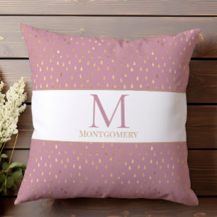 Pink Gold Raindrop Modernes Trendmonogramm Kissen