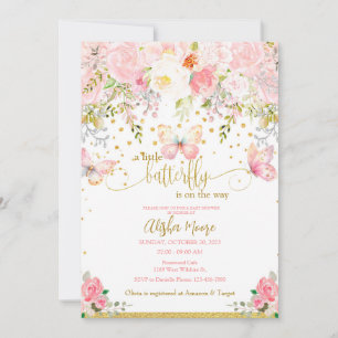 Pink Gold Schmetterling Baby Dusche Einladung