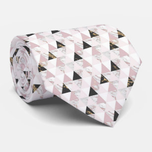 Pink Gold Schwarz Weiß Marmor Geometrischer Herren Krawatte