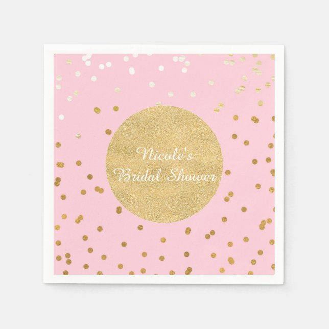 Pink & Gold Shiny Confetti Dots Chic Modern Serviette (Vorderseite)