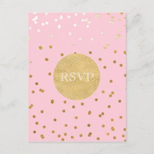 Pink & Gold Shiny Confetti Dots Chic Moderne UAWG Einladungspostkarte