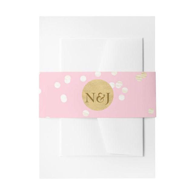 Pink & Gold Shiny Confetti Dots Moderne Einladung Einladungsbanderole (Vorderseite Beispiel)