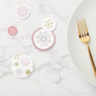 Pink & Gold Snowflake Babydusche Confetti Konfetti
