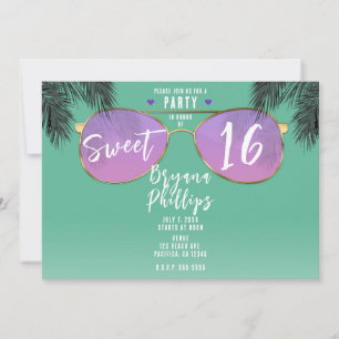 Pink & Gold Sonnenbrille Aquamarin Sommer Sweet 16 Einladung