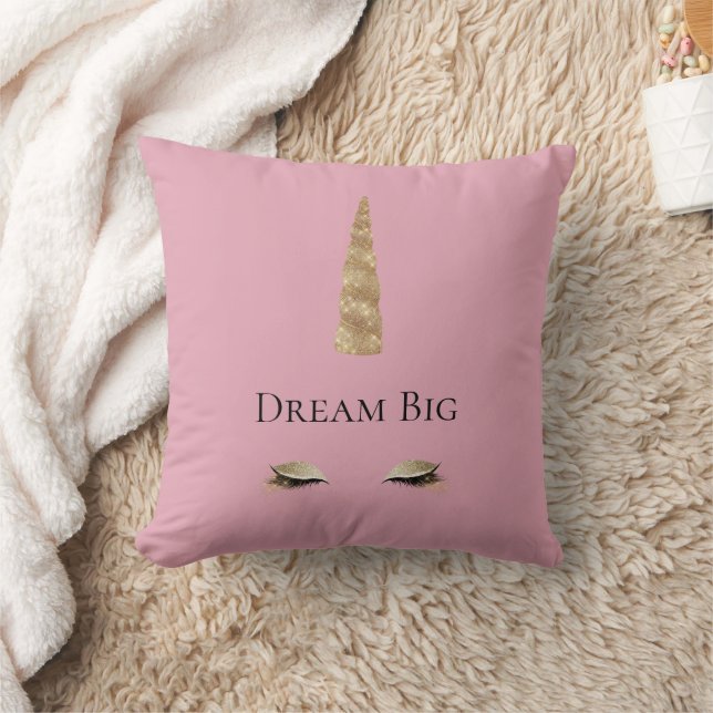 Pink Gold Sparkle Glam Unicorn Kissen (Decke)