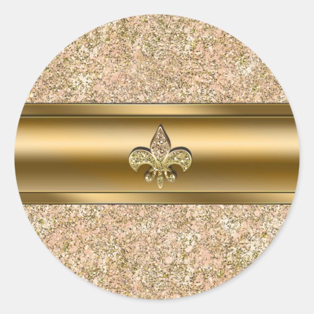 Pink & Gold Sparkle Glitterie Lilie Party Runder Aufkleber (Vorderseite)