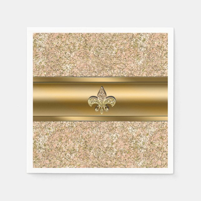 Pink & Gold Sparkle Glitterie Lilie Party Serviette (Vorderseite)