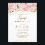 Pink Gold Sparkle Rose 50. Geburtstag Einladung<br><div class="desc">Elegantere Blumeneinladungen im Kleinen Bayleigh Store!</div>