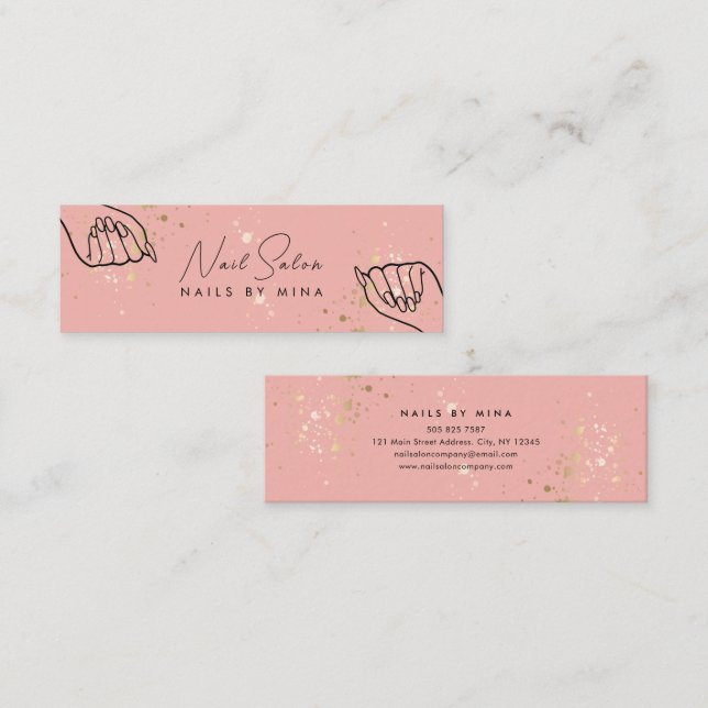 Pink Gold Speck Handnagelsalon Mini Visitenkarte (Vorne/Hinten)