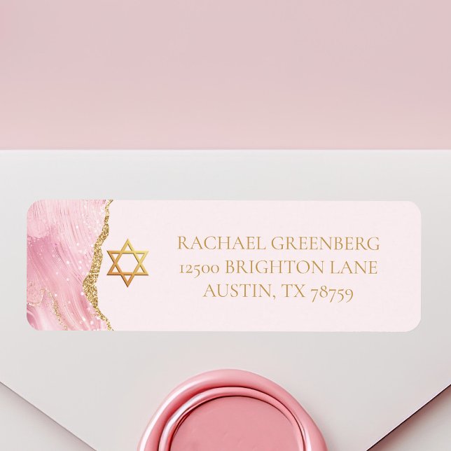 Pink Gold Star von David Bat Mitzvah Rücksendeadre (Von Creator hochgeladen)