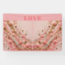Pink Gold Starry Gold Glitzer Liebe Banner