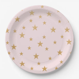 Pink Gold Stars Twinkle Baby Dusche Dekoration Pappteller