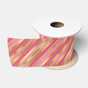 Pink Gold Streifen Vintage Weihnachtsband Satinband