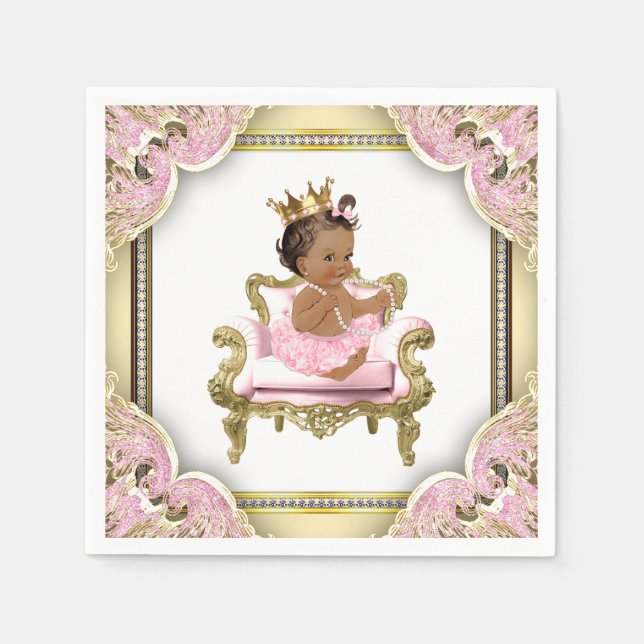 Pink Gold Stuhl Perlen Ethnic Girl Baby Dusche Serviette (Vorderseite)