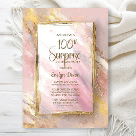 Pink Gold Surprise 100th Birthday Party Einladung