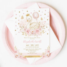 Pink Gold Swan Princess mit Balloon Baby Dusche