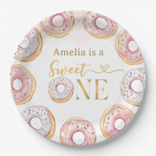 Pink Gold Sweet One Donut Birthday Paper Teller