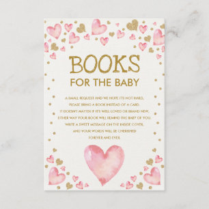 Pink Gold Sweetheart Babydusche Bücher für Baby Begleitkarte