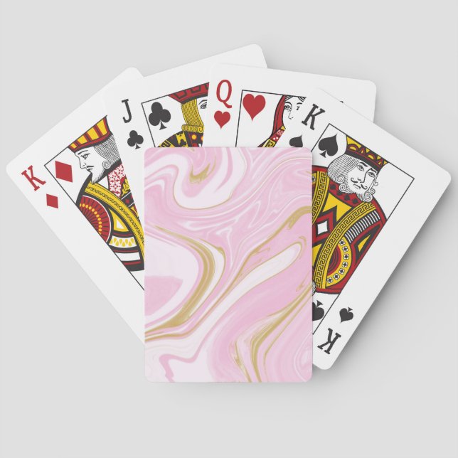 Pink & Gold Swirt ästhetische Spielkarten (Rückseite)