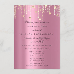 Pink Gold Tropfen Confetti Bridal Birthday Einladung