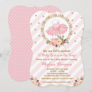 Pink Gold Tutu Baby Dusche laden Ballerina Ballett Einladung