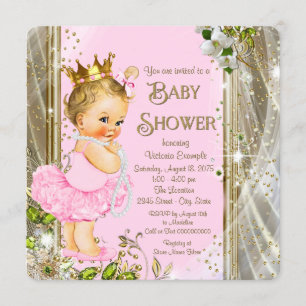 Pink Gold Tutu Princess Baby Dusche Einladung