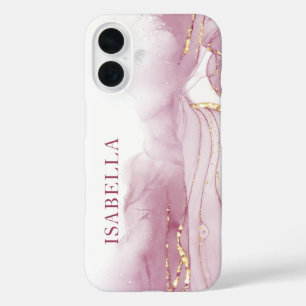 Pink Gold Wasserfarbe personalisieren iPhone 16 Hülle