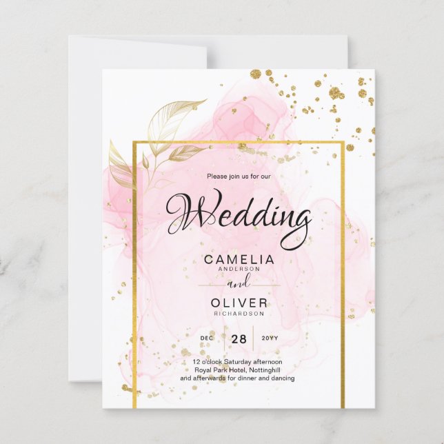PINK GOLD WEDD Alkohol Tinte Abstrakt (Vorderseite)