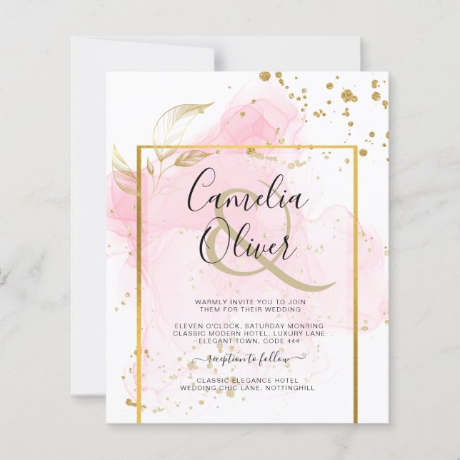 PINK GOLD WEDD Alkohol Tinte Abstrakt (Vorderseite)
