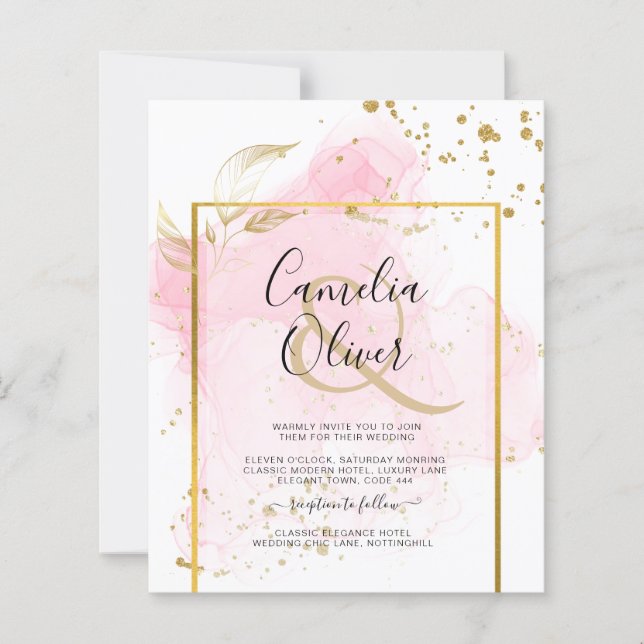 PINK GOLD WEDD Alkohol Tinte Abstrakt (Vorderseite)
