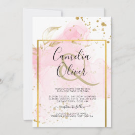 PINK GOLD WEDD Alkohol Tinte Abstrakt Einladung