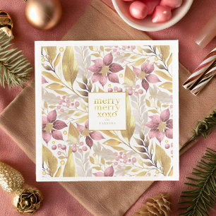 Pink Gold Weihnachten Merry Pattern#21 ID1009 Serviette