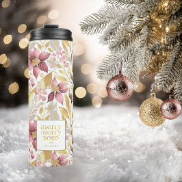 Pink Gold Weihnachten Merry Pattern#21 ID1009 Thermosbecher
