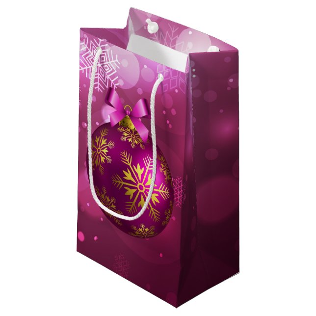 Pink & Gold Weihnachtscreme Kleine Geschenktüte (Vorderseite Schrägansicht)