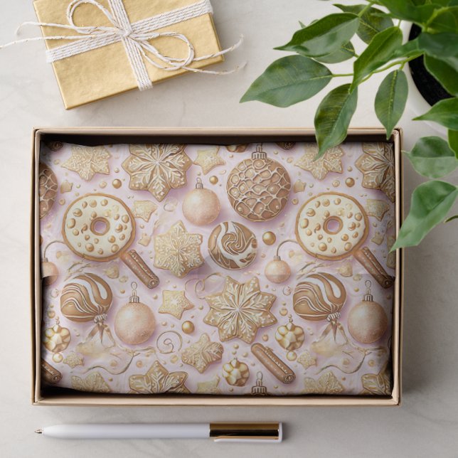 Pink Gold Weihnachtsmuster#12 ID1009 Verpackung Seidenpapier (Geschenk)