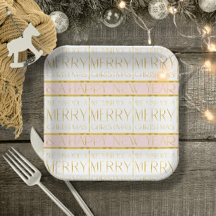 Pink Gold Weihnachtsmuster#35 ID1009 Pappteller