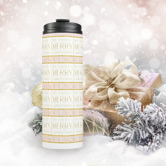 Pink Gold Weihnachtsmuster#35 ID1009 Thermosbecher (Von Creator hochgeladen)