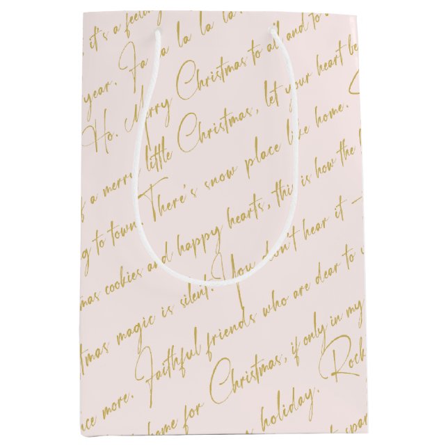 Pink Gold Weihnachtsmuster#36 ID1009 Mittlere Geschenktüte (Vorderseite)