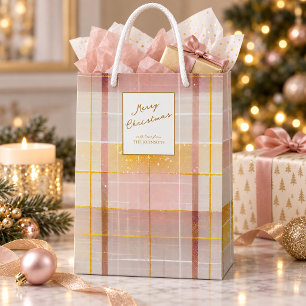Pink Gold Weihnachtsmuster#7 ID1009 Mittlere Geschenktüte