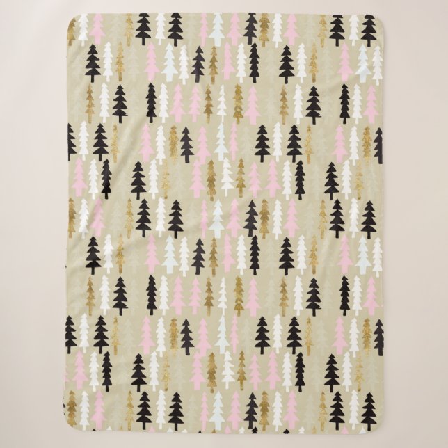 Pink & Gold Weihnachtsmuster Sherpa Blanket Sherpadecke (Vorderseite)