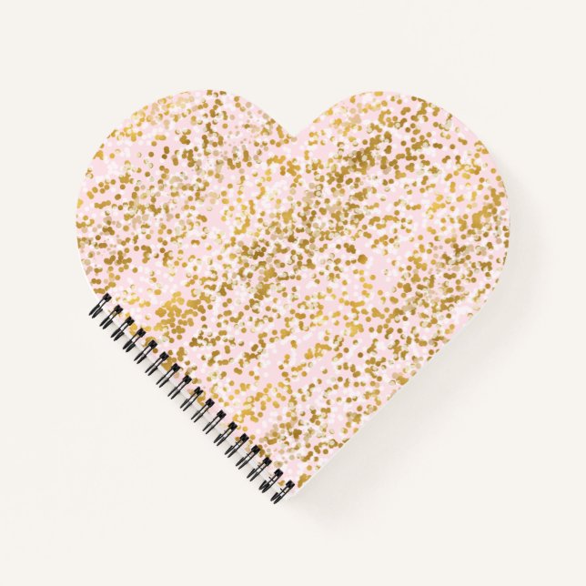 Pink Gold White Confetti Notizbuch (Vorderseite)