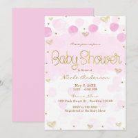 Pink Gold White Polka Dots & Hearts Baby Dusche