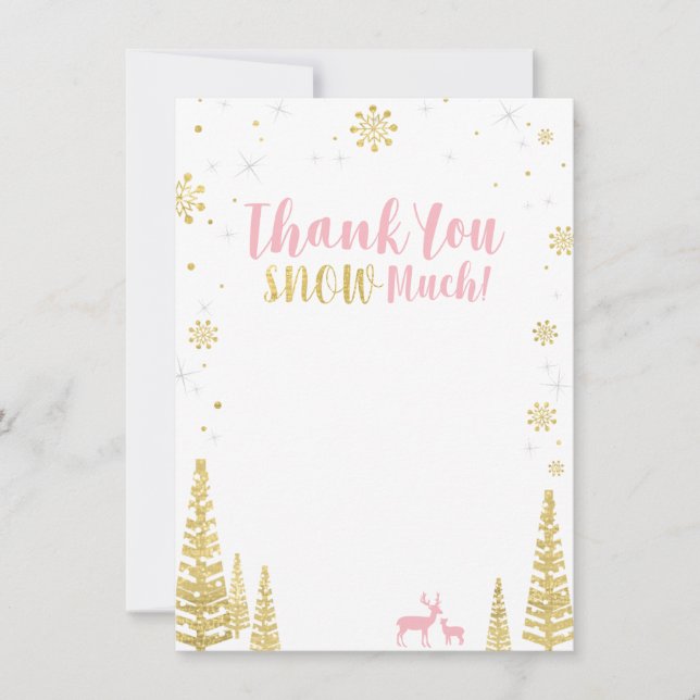Pink & Gold Winter Matching Merci carte de note (Devant)